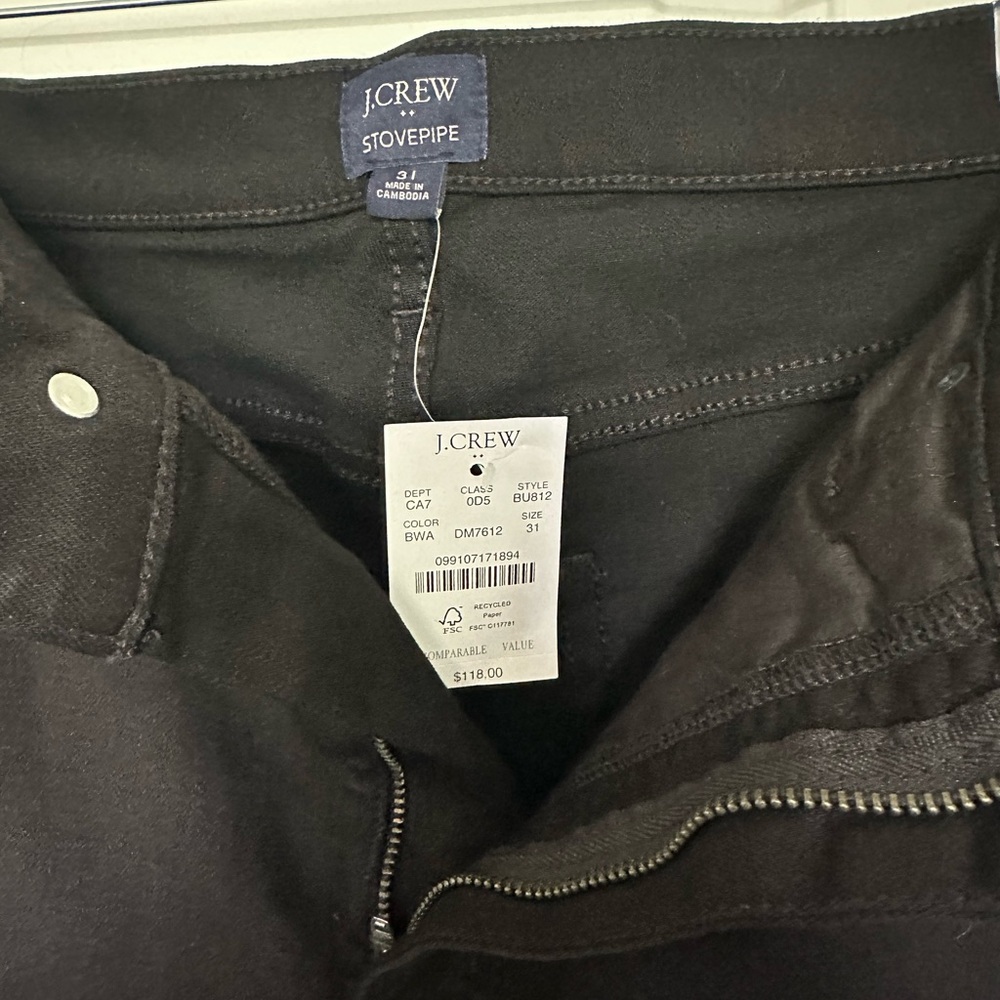 J Crew Black stovepipe straight jean in signature stretch+ / frayed hem - 31 - Picture 5 of 8